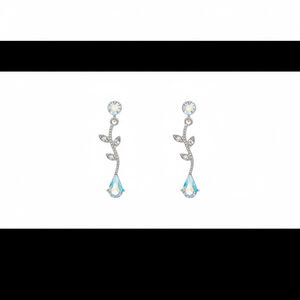 Elegance by Carbonneau Crystal Vine Drop Earrings Silver Tone New